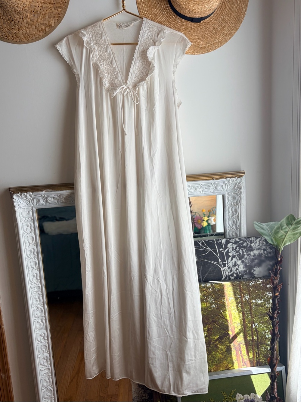 Vintage 90s JCPenney Long Nightgown L Made USA Romantic Slip Dress